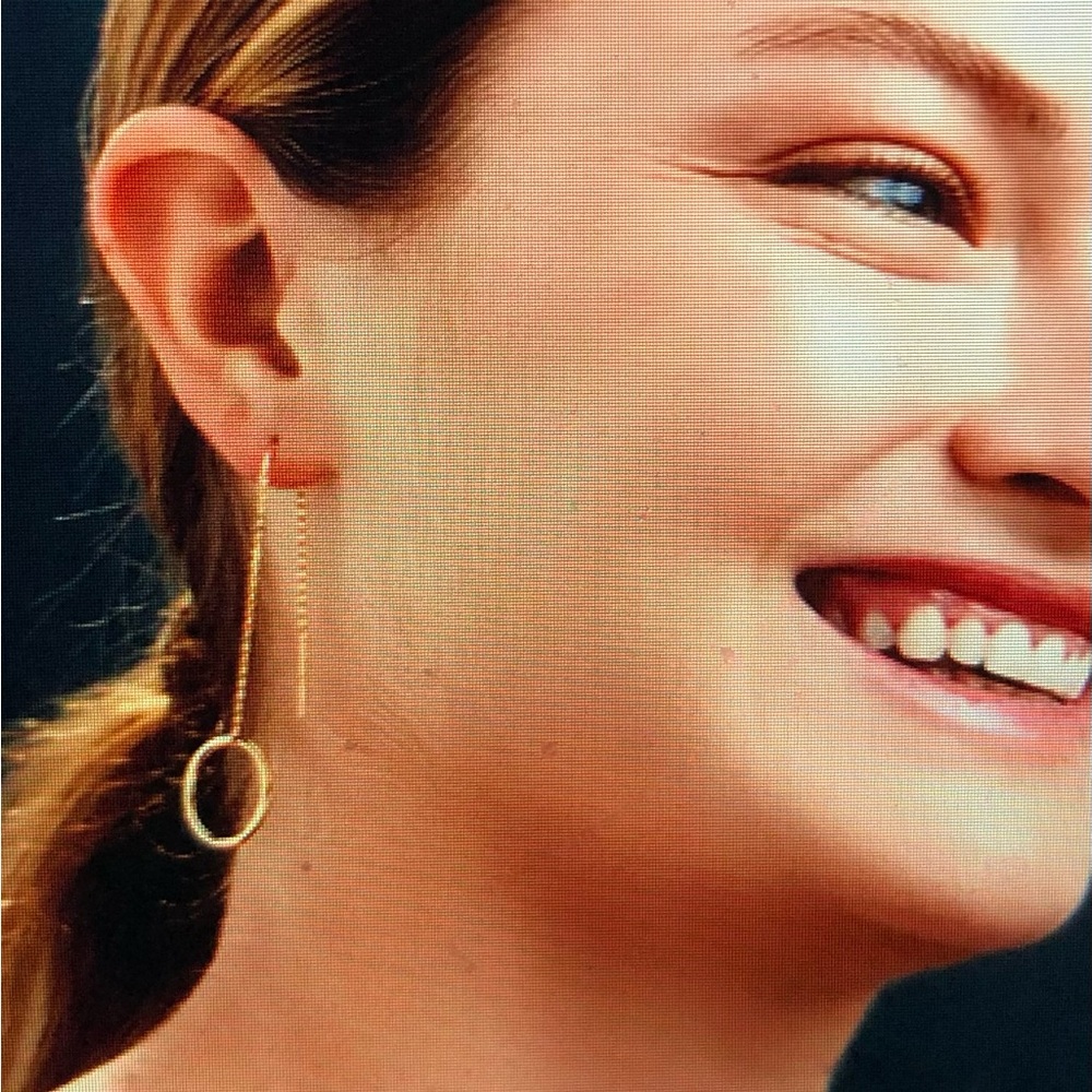 Bony Levy 14k Gold Oval Threader Earrings, Made in Italy